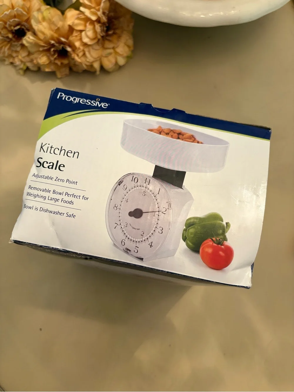 Progressive White Kitchen Scale with Removable Bowl